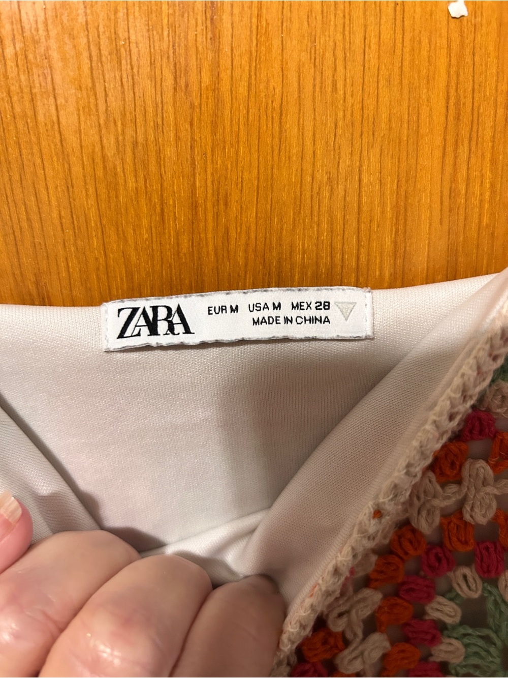Zara Crochet Square-Pattern Dress in Pink, Mint & Cream - Picture 3 of 3